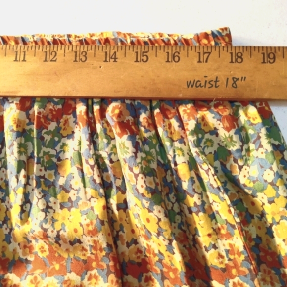 Central Falls Skirt Top Set Pull on Midi Wm Lg Button Up Yellow Floral Summer - Picture 6 of 16